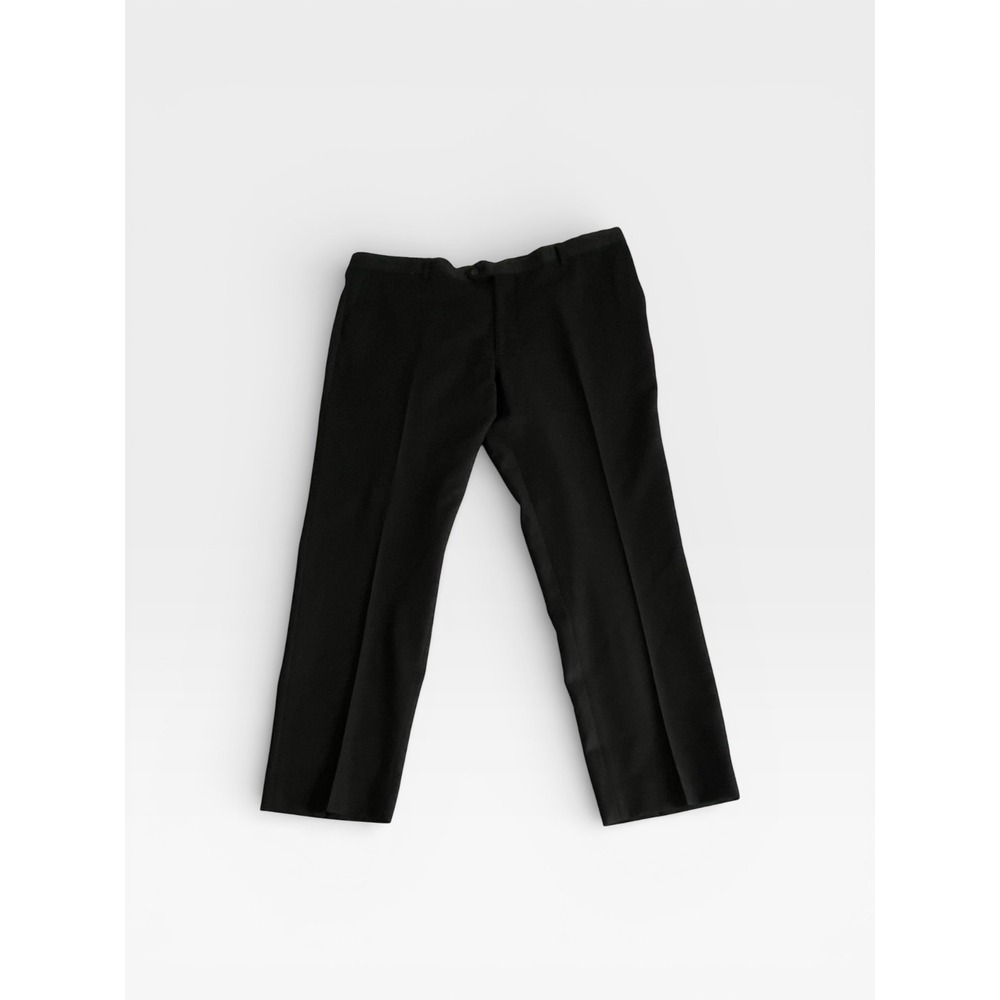 Pronto Uomo Platinum 42x30 Black Suit Trousers Wool Men Dress Pants Prom Wedding